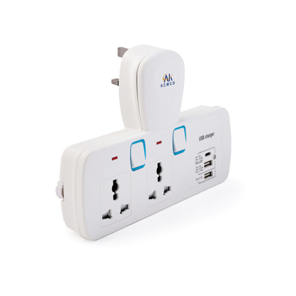 2 Way Multi Adaptor Plug with USB Type C Ak-303Tuc