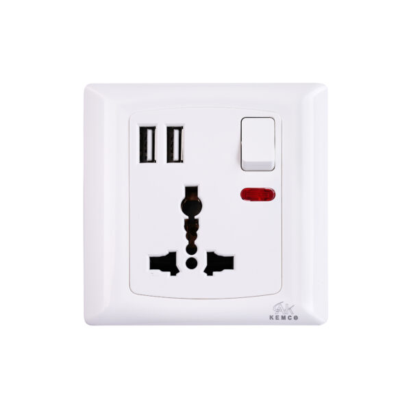 Kemco 1 Gang Switch Socket with 2 Usb Ports