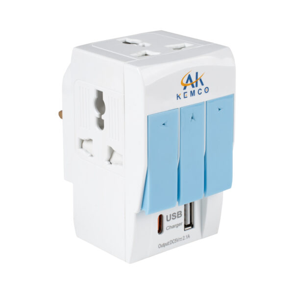 3 Way Multi Adaptor Plug with USB Type C